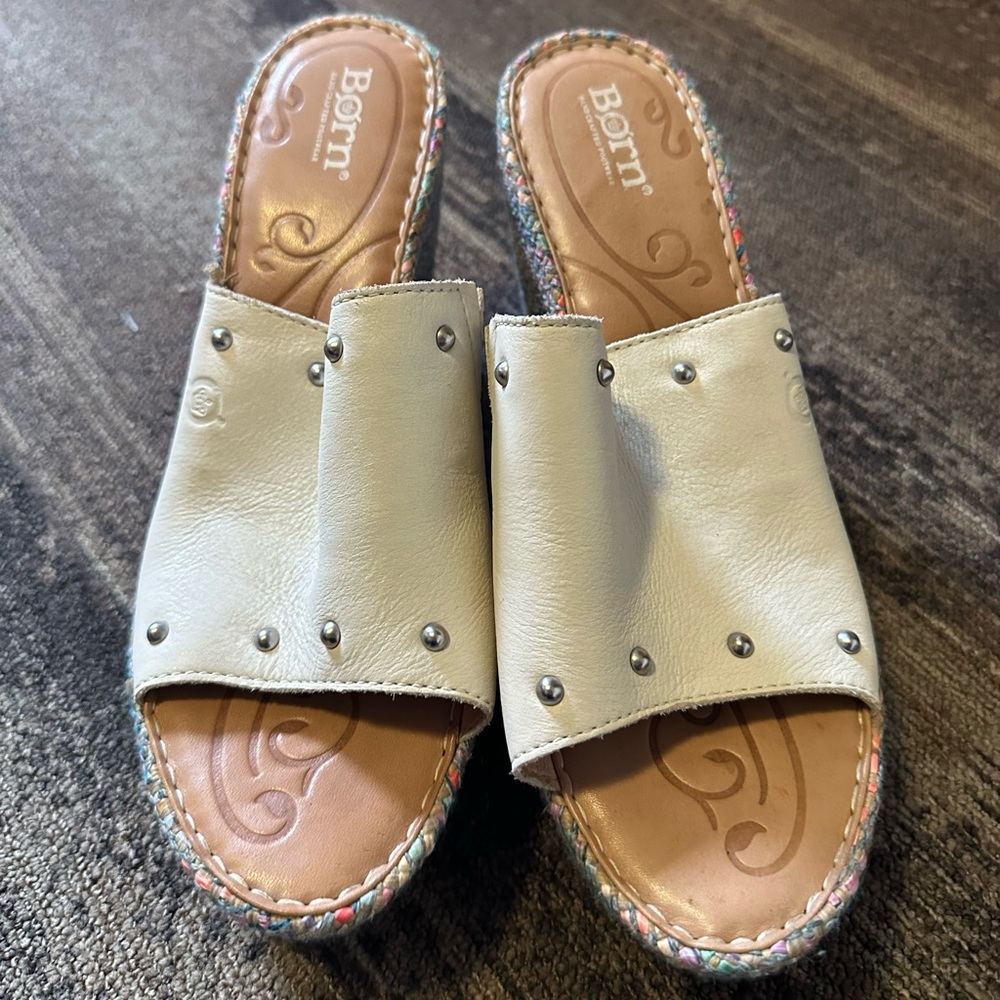 Børn White Leather Wedges